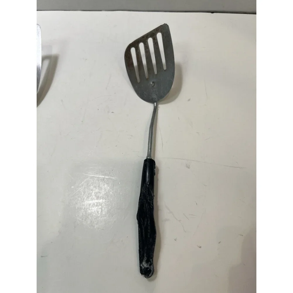 Vintage Ekco Kitchen Utensils 2 Spatula Slotted Spoon Set Of 3 Long Handled